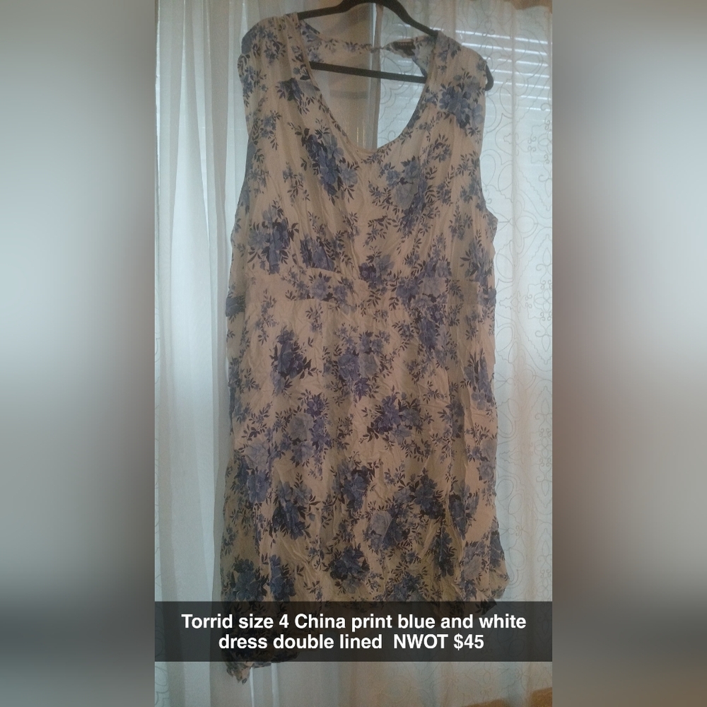 Floral Blue and White Dress